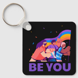 Jij ook. LGBT+Pride. Regenboogvlag Sleutelhanger