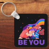 Jij ook. LGBT+Pride. Regenboogvlag Sleutelhanger (Voorkant)