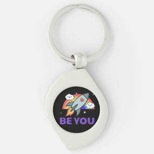 Jij ook. Rainboograketwolk met hartkeyketen Sleutelhanger