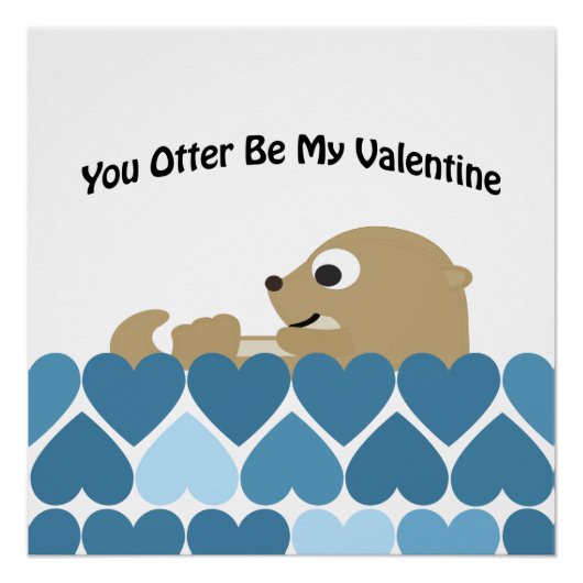 Jij Otter Is Mijn Valentijn Met Hartjes Poster (Voorkant)