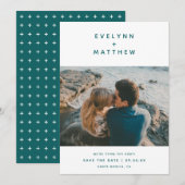 Jij Plus mij | Eenvoudige moderne namen | Blauwgro Save The Date (Voorkant / Achterkant)