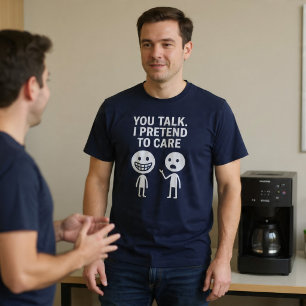 Jij praat. Ik doe alsof ik het me aantrek. T-shirt
