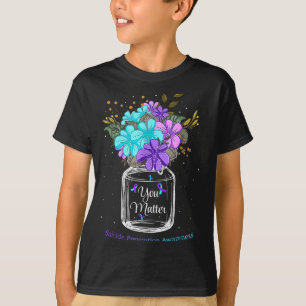Jij Preventie Bloem Paarse Lint Steun T-shirt