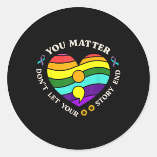 Jij Preventie van zelfmoord bewustzijn Regenboog H Ronde Sticker