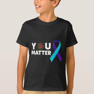 Jij Preventie van Zelfmoord Bewustzijn Teal Paarse T-shirt
