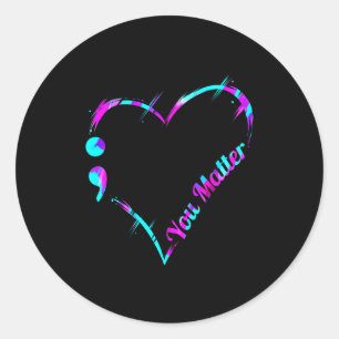 Jij puntkomma Hart - Zelfmoordpreventie Ronde Sticker