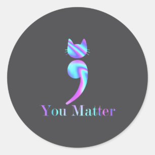 Jij puntkomma Kat Zelfmoord Mentale Gezondheid Bew Ronde Sticker