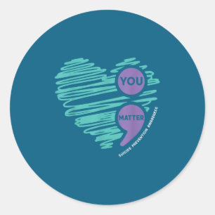 Jij puntkomma suicidepreventie bewustzijn maand ronde sticker