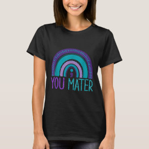 Jij puntkomma zelfmoordpreventie Paars Teal Regenb T-shirt