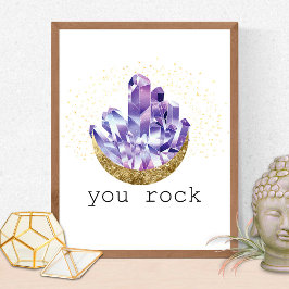 Jij Rock Amethyst Crystals Spirituele Waterverf Poster