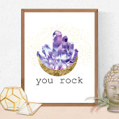 Jij Rock Amethyst Crystals Spirituele Waterverf Poster