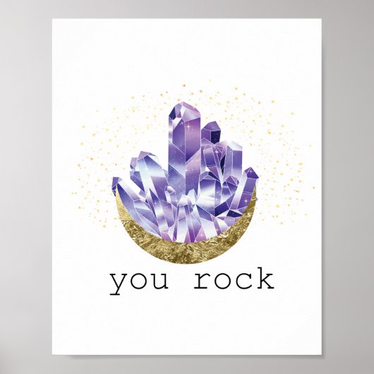 Jij Rock Amethyst Crystals Spirituele Waterverf Poster (Voorkant)