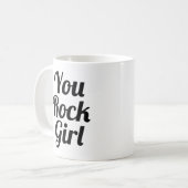 Jij rock Girl | Slogan-Mok | handgeschreven typolo Koffiemok (Voorkant links)