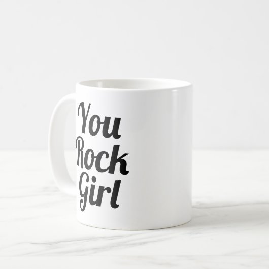 Jij rock Girl | Slogan-Mok | handgeschreven typolo Koffiemok (Voorkant links)