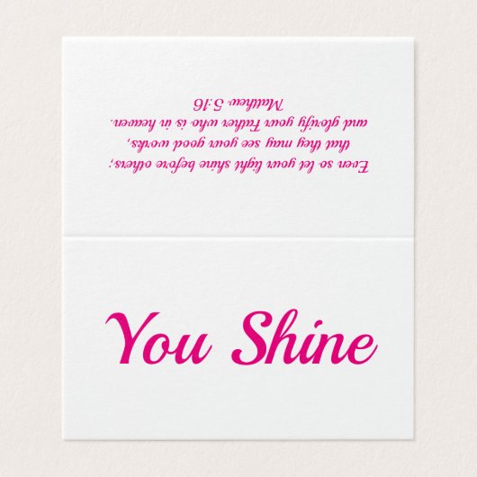 Jij schijnt | Mini Aanmoediging & Dank u kaart. Kaart (Buitenkant ongevouwen)