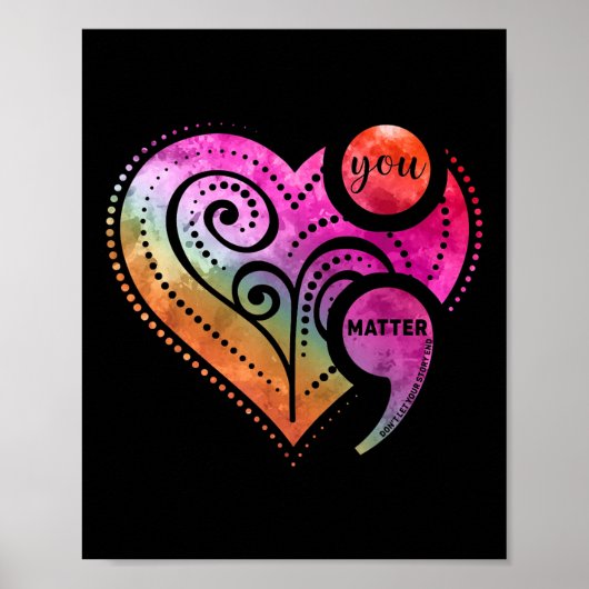 Jij Semicolon Hart Mentale Gezondheidsbewustzijn Poster (Voorkant)