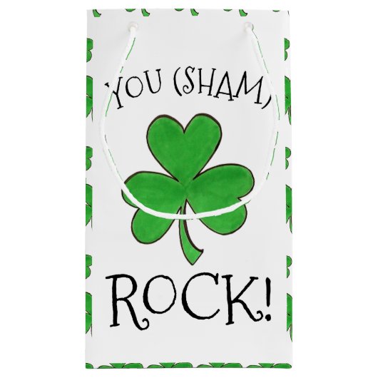 Jij (Sham) Rock Green Shamrock Clover Congrats Klein Cadeauzakje (Achterkant)