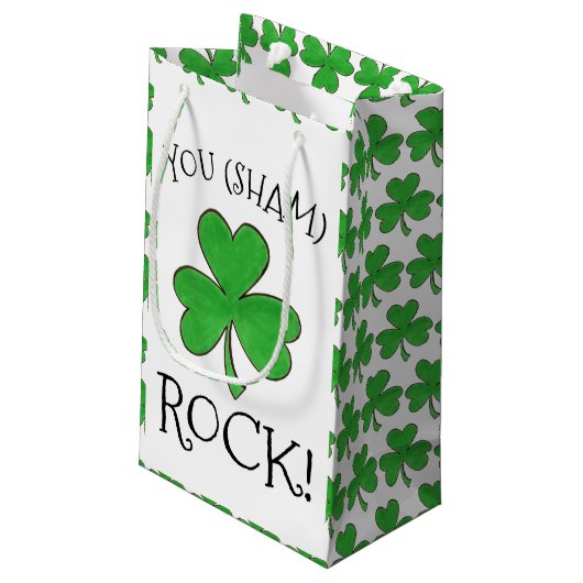 Jij (Sham) Rock Green Shamrock Clover Congrats Klein Cadeauzakje (Achterkant Gekanteld)