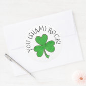 Jij (Sham) Rock Green Shamrock Clover Congrats Ronde Sticker (Envelop)