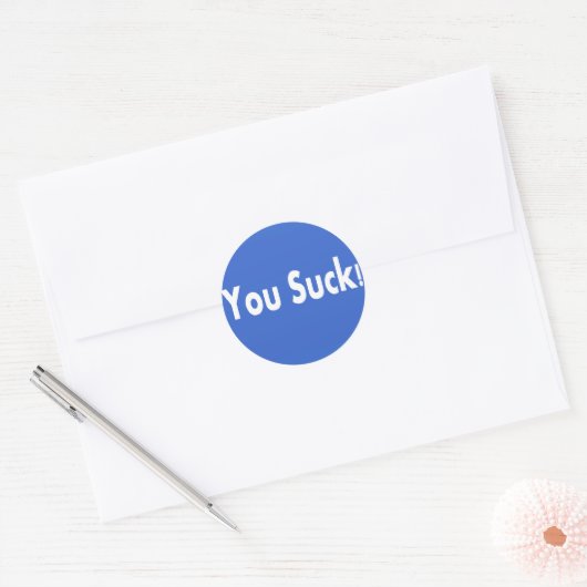Jij Suck. Ronde Sticker (Envelop)