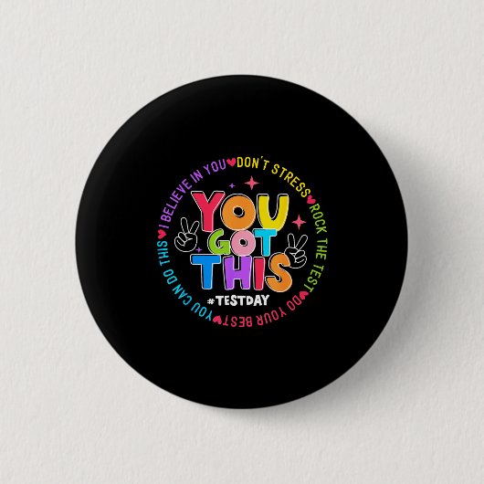 Jij Test Dag Rock Test Docent Ronde Button 5,7 Cm (Voorkant)