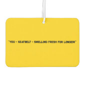 "Jij + veiligheidsgordel = langer fris ruiken!" pl Luchtverfrisser (Achterkant)