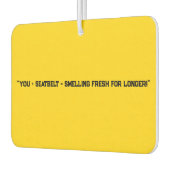 "Jij + veiligheidsgordel = langer fris ruiken!" pl Luchtverfrisser (Links)