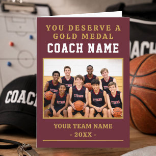Jij Verdient een Medaille Coach Foto Basketbal Bedankkaart