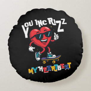 Jij verhoogt mijn Hartslag - Schattig skateboard h Rond Kussen
