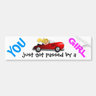 "JIJ werd net overgeslagen door een MEISJES" leuke Bumpersticker