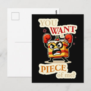 Jij wil een stuk van me. Boze cake grappige cartoo Briefkaart