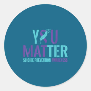 Jij - Zelfmoordpreventie Turquoise Paarse Bewustzi Ronde Sticker