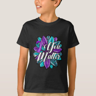 Jij Zonnebloem Paars Teal Lint Zelfmoordbewustzijn T-shirt