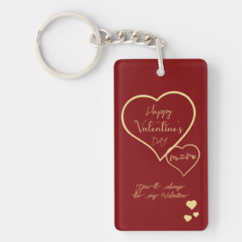Jij zult altijd mijn Valentijn zijn Dubbele harten Sleutelhanger