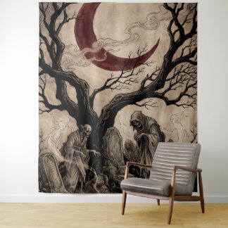 Jikininki-geesten onder de bloedmaan wandkleed