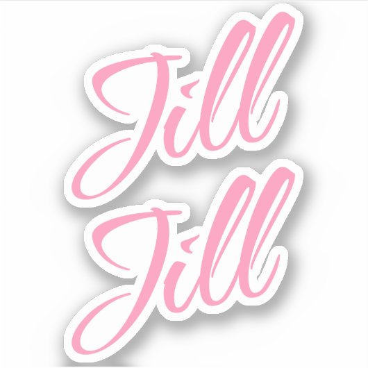 Jill decoratieve naam in roze x2 sticker (Voorkant)