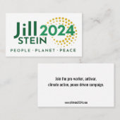 Jill Stein People Planet Peace Campagne Contactkaartje (Voorkant / Achterkant)