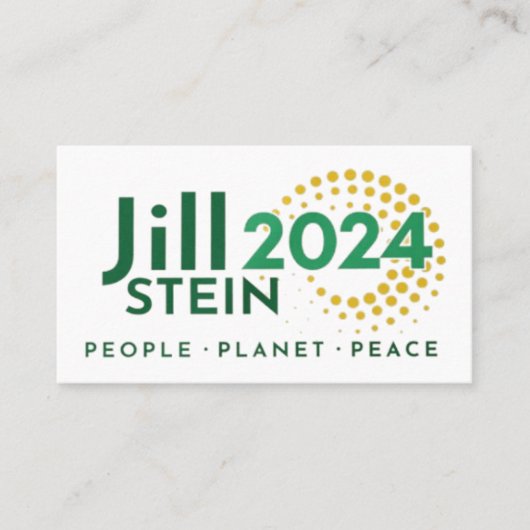 Jill Stein People Planet Peace Campagne Contactkaartje (Voorkant)