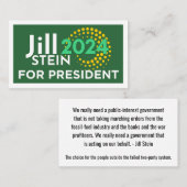 Jill Stein voor President 2024 Quote Contactkaartje (Voorkant / Achterkant)