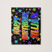 "JILLIAN" voornaam, geun "HAPPY BIRTHDAY" Legpuzzel (Verticaal)