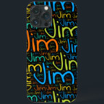 Jim Case-Mate iPhone Case<br><div class="desc">Jim. Show and wear this popular beautiful male first name designed as colorful wordcloud made of horizontal and vertical cursive hand lettering typography in different sizes and adorable fresh coBijgevolg. Wear your positieve french name or show the world whom you love or is geweldig. Merch with this soft text artwork...</div>