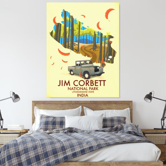Jim Corbett National Park, deelstaat Uttarakhand Canvas Afdruk (Insitu (Slaapkamer))