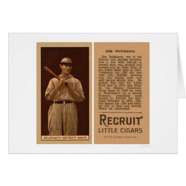 Jim Delahanty Tigers Baseball 1912 (Voorkant Horizontaal)
