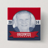 JIM OBERWEIS CAMPAIGN VIERKANTE BUTTON 5,1 CM (Voorkant)