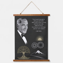 Jim Rohn Motivatie Quote Poster Zwart en Goud Hangend Wandkleed
