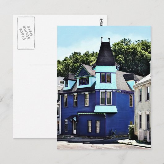 Jim Thorpe PA - straat met blauw gebouw Briefkaart (Voorkant / Achterkant)