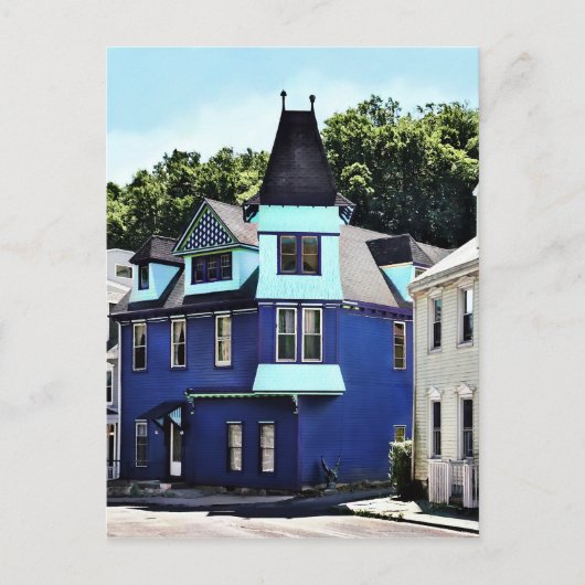 Jim Thorpe PA - straat met blauw gebouw Briefkaart (Voorkant)