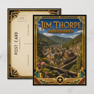 Jim Thorpe Pennsylvania Vintage Art Deco Gouden Briefkaart