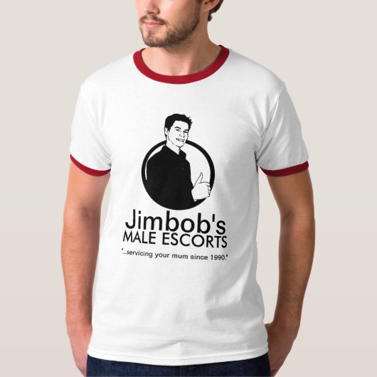 JIMBOB'S MANNELIJKE ESCORTS T-SHIRT (Voorkant)