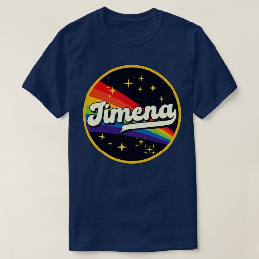 Jimena regenboog in ruimte stijl t-shirt (Design voorkant)